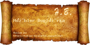 Hübler Boglárka névjegykártya